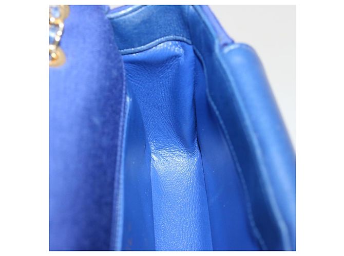 CHANEL Diana Matelasse Chain Shoulder Bag Canvas Blue Gold CC Auth 70391SAM D'oro - vista 18