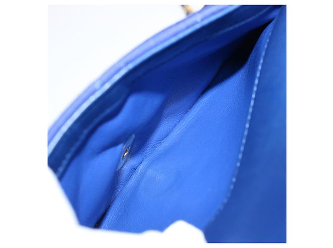 CHANEL Diana Matelasse Chain Shoulder Bag Canvas Blue Gold CC Auth 70391SAM D'oro - vista 19