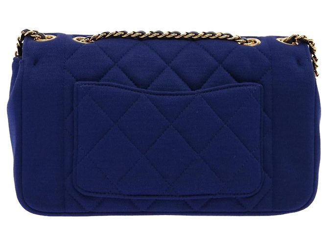 CHANEL Diana Matelasse Chain Shoulder Bag Canvas Blue Gold CC Auth 70391SAM D'oro - vista 2