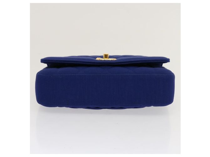 CHANEL Diana Matelasse Chain Shoulder Bag Canvas Blue Gold CC Auth 70391SAM D'oro - vista 5