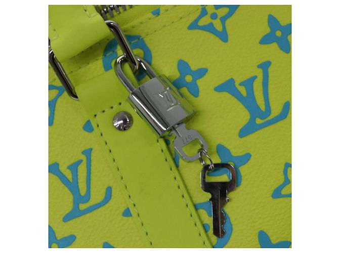 LOUIS VUITTON Monogram Playground Keepall Bandouliere 50 Bag M21869 Auth 76432SM Giallo Blu chiaro - vista 18