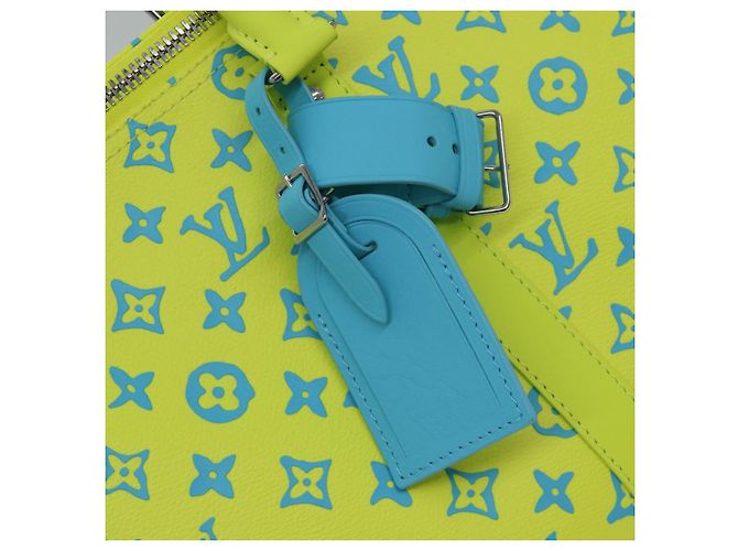 LOUIS VUITTON Monogram Playground Keepall Bandouliere 50 Bag M21869 Auth 76432SM Giallo Blu chiaro - vista 19