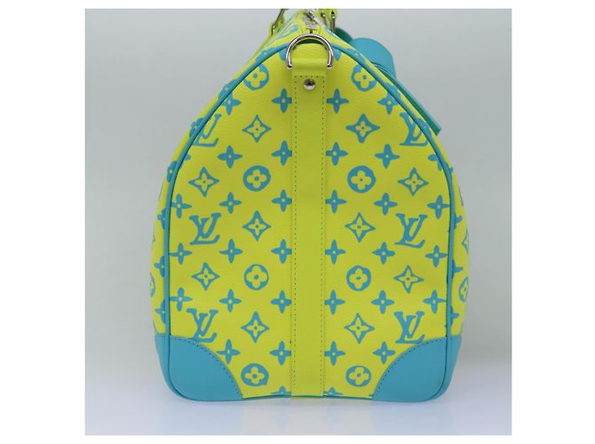 LOUIS VUITTON Monogram Playground Keepall Bandouliere 50 Bag M21869 Auth 76432SM Giallo Blu chiaro - vista 3