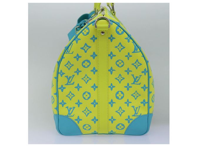 LOUIS VUITTON Monogram Playground Keepall Bandouliere 50 Bag M21869 Auth 76432SM Giallo Blu chiaro - vista 4