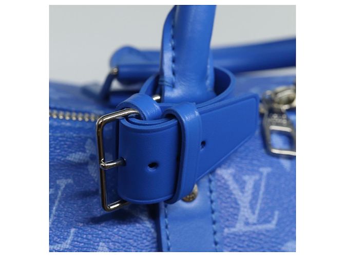 LOUIS VUITTON Monogram Clouds Keepall Bandouliere 50 Bag M45428 LV Auth 80910SAV Bianco Blu - vista 19