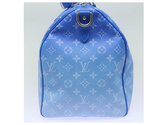 LOUIS VUITTON Monogram Clouds Keepall Bandouliere 50 Bag M45428 LV Auth 80910SAV Bianco Blu - vista 4