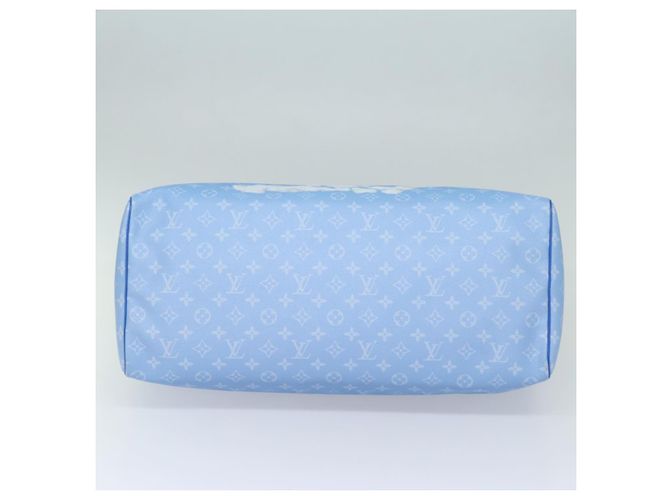 LOUIS VUITTON Monogram Clouds Keepall Bandouliere 50 Bag M45428 LV Auth 80910SAV Bianco Blu - vista 5