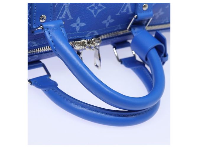 LOUIS VUITTON Monogram Clouds Keepall Bandouliere 50 Bag M45428 LV Auth 80910SAV Bianco Blu - vista 7