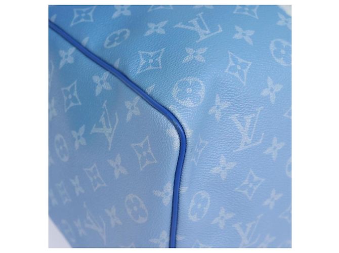LOUIS VUITTON Monogram Clouds Keepall Bandouliere 50 Bag M45428 LV Auth 80910SAV Bianco Blu - vista 8