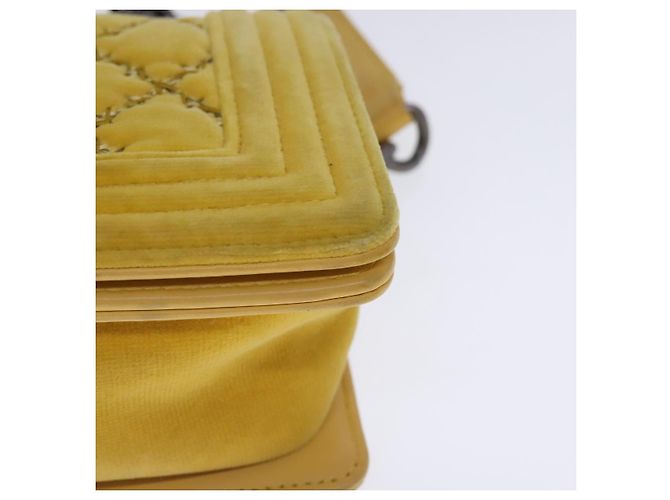 CHANEL Matelasse 20 Chain Boy Chanel Shoulder Bag Velor Yellow CC Auth 94468V Giallo - vista 15