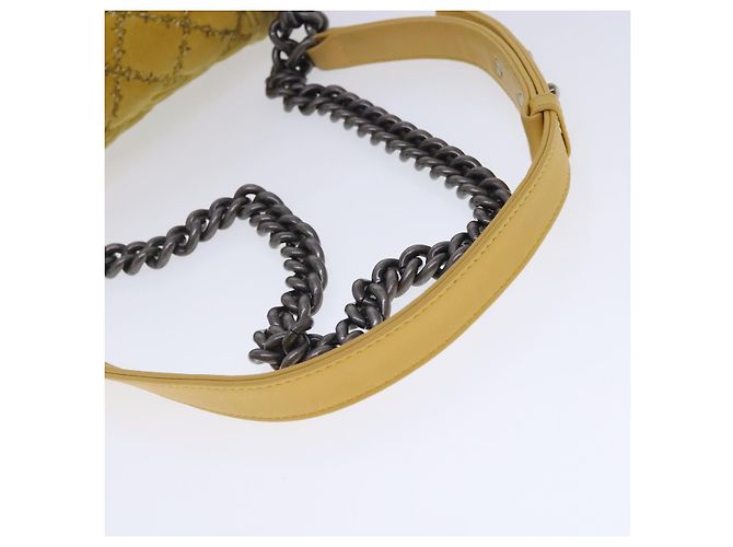CHANEL Matelasse 20 Chain Boy Chanel Shoulder Bag Velor Yellow CC Auth 94468V Giallo - vista 7