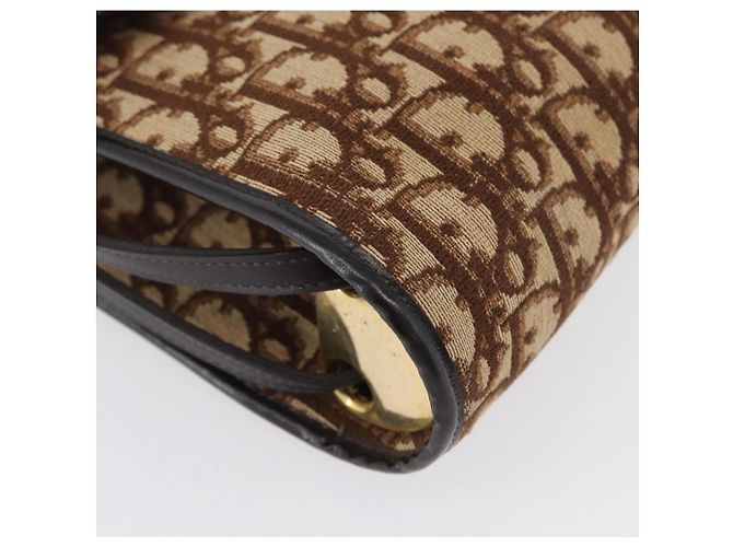 Borsa a Spalla Christian Dior Trotter Canvas Beige Oro Auth 173448 D'oro - vista 10