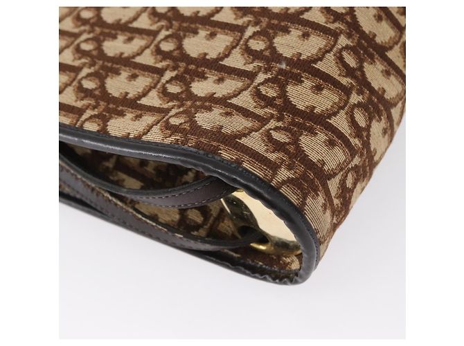 Borsa a Spalla Christian Dior Trotter Canvas Beige Oro Auth 173448 D'oro - vista 12