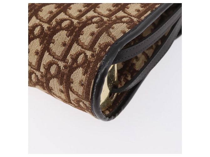 Borsa a Spalla Christian Dior Trotter Canvas Beige Oro Auth 173448 D'oro - vista 13