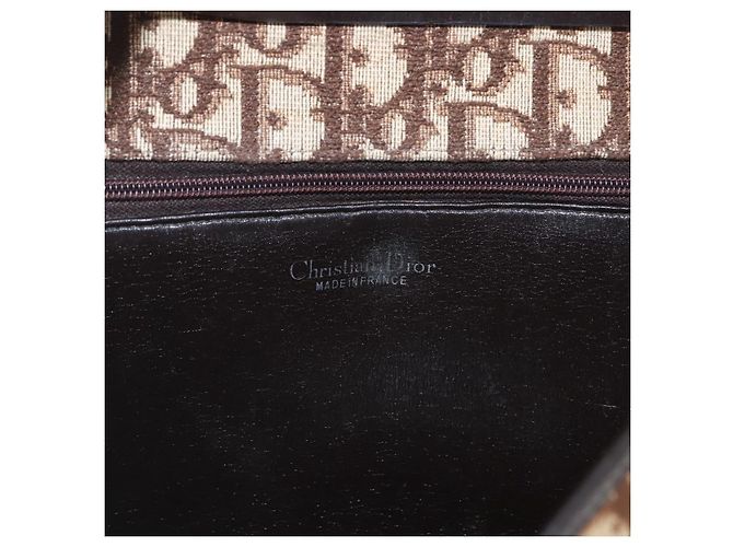 Borsa a Spalla Christian Dior Trotter Canvas Beige Oro Auth 173448 D'oro - vista 15
