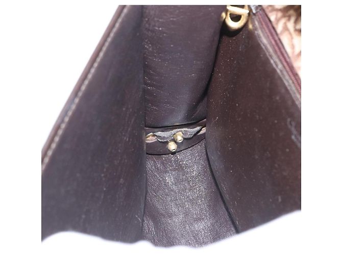 Borsa a Spalla Christian Dior Trotter Canvas Beige Oro Auth 173448 D'oro - vista 18