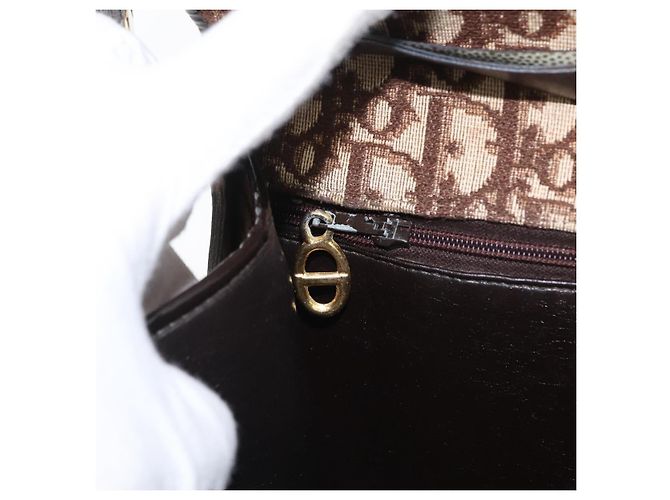Borsa a Spalla Christian Dior Trotter Canvas Beige Oro Auth 173448 D'oro - vista 19
