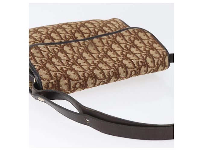 Borsa a Spalla Christian Dior Trotter Canvas Beige Oro Auth 173448 D'oro - vista 6