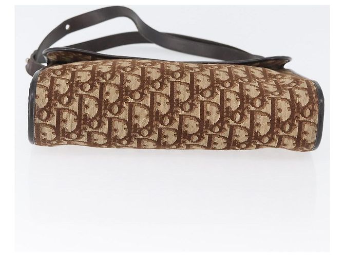 Borsa a Spalla Christian Dior Trotter Canvas Beige Oro Auth 173448 D'oro - vista 9