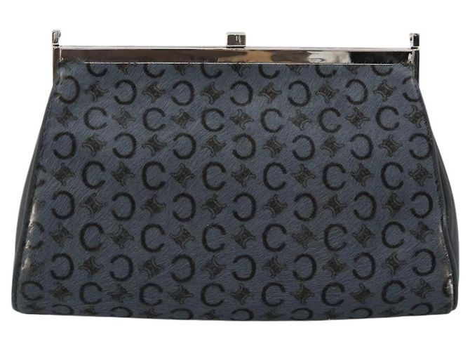 Céline Borsa a tracolla CELINE C Macadam Canvas Grigio Argento Auth YKZ580 Marrone - vista 13