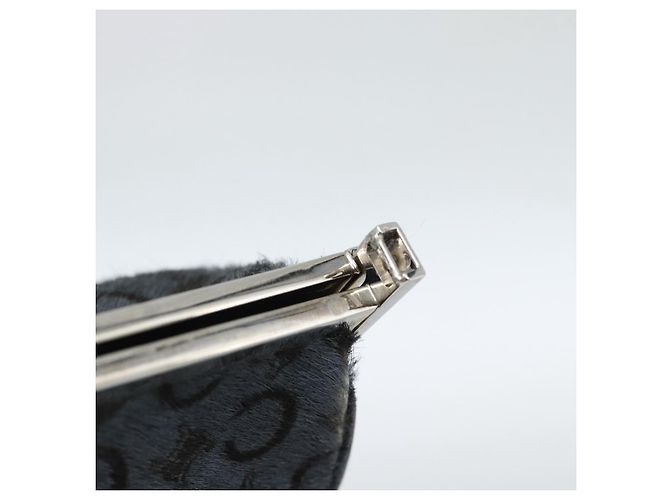 Céline Borsa a tracolla CELINE C Macadam Canvas Grigio Argento Auth YKZ580 Marrone - vista 17
