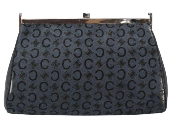 Céline Borsa a tracolla CELINE C Macadam Canvas Grigio Argento Auth YKZ580 Marrone - vista 2