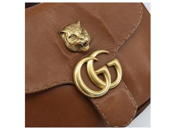 Borsa a Spalla GUCCI in Pelle Marrone Oro 409154 Auth mr2049 D'oro - vista 14