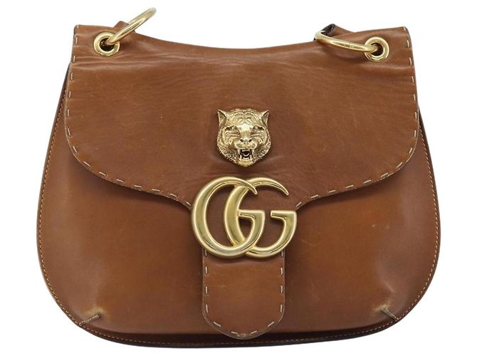 Borsa a Spalla GUCCI in Pelle Marrone Oro 409154 Auth mr2049 D'oro - vista 2