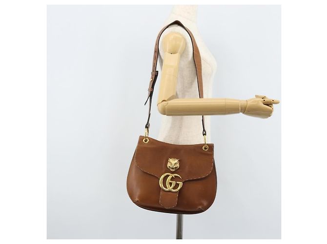 Borsa a Spalla GUCCI in Pelle Marrone Oro 409154 Auth mr2049 D'oro - vista 25
