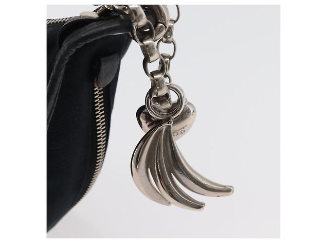 Chloé Borsa a tracolla Chloe in tela nero argento Auth bs33468 - vista 16