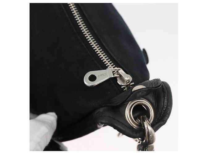 Chloé Borsa a tracolla Chloe in tela nero argento Auth bs33468 - vista 17