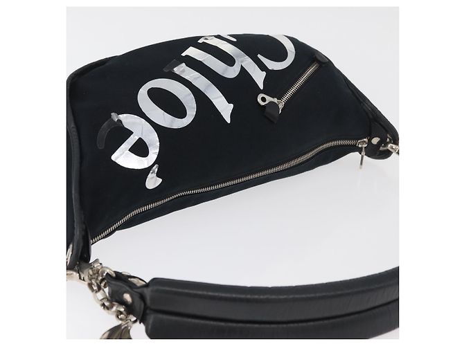 Chloé Borsa a tracolla Chloe in tela nero argento Auth bs33468 - vista 6