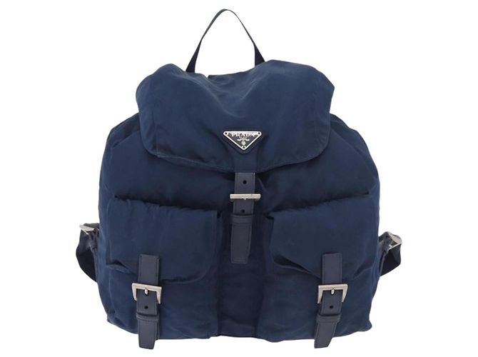 Zaino PRADA Nylon Navy Silver Auth 161363 Argento Blu navy - vista 13