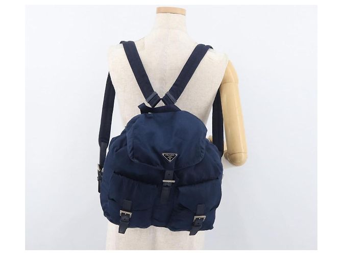 Zaino PRADA Nylon Navy Silver Auth 161363 Argento Blu navy - vista 33