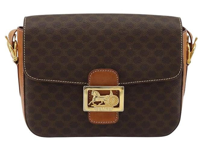 16 Céline CELINE Borsa Macadam Canvas Horse Carriage in PVC e pelle Marrone Oro Autentica 184567 D'oro - vista 13