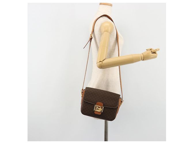 16 Céline CELINE Borsa Macadam Canvas Horse Carriage in PVC e pelle Marrone Oro Autentica 184567 D'oro - vista 22