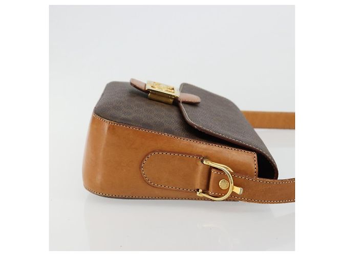 16 Céline CELINE Borsa Macadam Canvas Horse Carriage in PVC e pelle Marrone Oro Autentica 184567 D'oro - vista 3