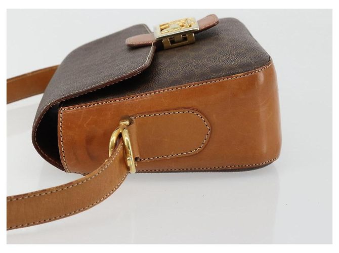 16 Céline CELINE Borsa Macadam Canvas Horse Carriage in PVC e pelle Marrone Oro Autentica 184567 D'oro - vista 4