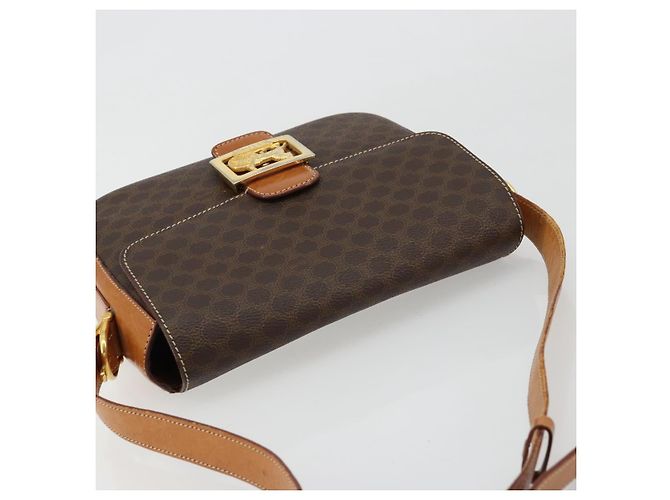 16 Céline CELINE Borsa Macadam Canvas Horse Carriage in PVC e pelle Marrone Oro Autentica 184567 D'oro - vista 6