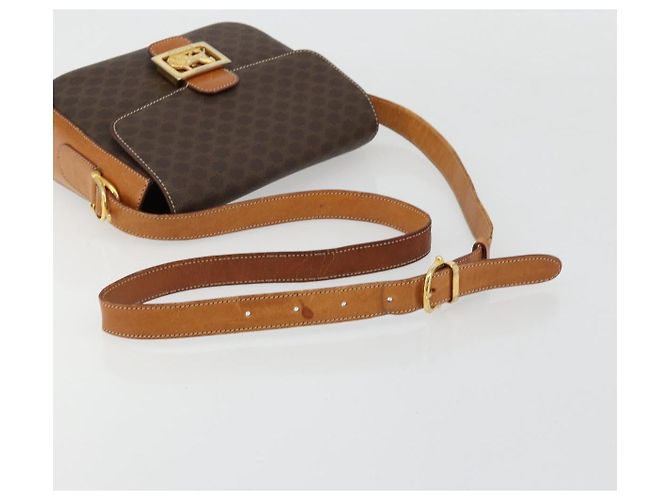 16 Céline CELINE Borsa Macadam Canvas Horse Carriage in PVC e pelle Marrone Oro Autentica 184567 D'oro - vista 7