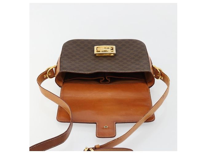 16 Céline CELINE Borsa Macadam Canvas Horse Carriage in PVC e pelle Marrone Oro Autentica 184567 D'oro - vista 9
