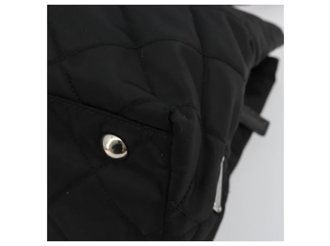 Borsa a Spalla con Catena PRADA Nylon Nero Argento Auth 184635V - vista 15