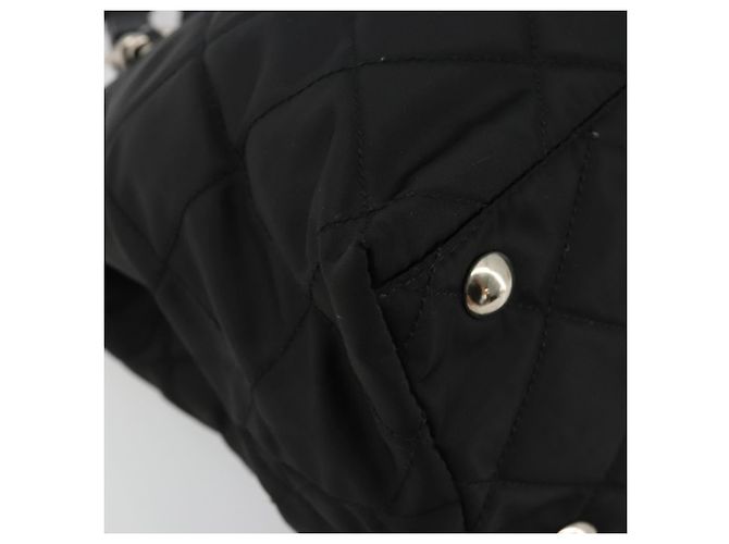 Borsa a Spalla con Catena PRADA Nylon Nero Argento Auth 184635V - vista 16