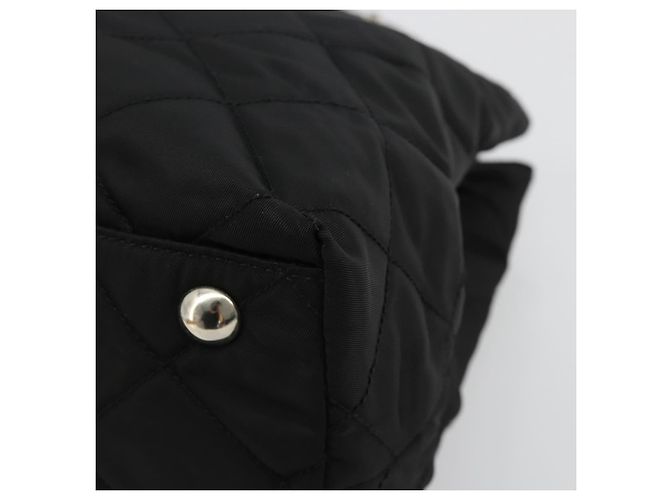 Borsa a Spalla con Catena PRADA Nylon Nero Argento Auth 184635V - vista 17
