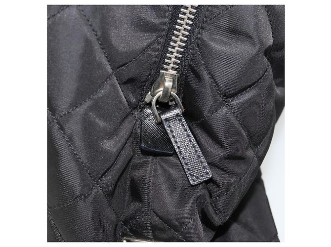 Borsa a Spalla con Catena PRADA Nylon Nero Argento Auth 184635V - vista 25