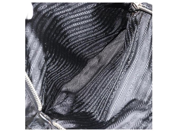 Borsa a Spalla con Catena PRADA Nylon Nero Argento Auth 184635V - vista 26
