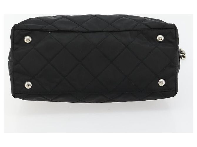 Borsa a Spalla con Catena PRADA Nylon Nero Argento Auth 184635V - vista 5