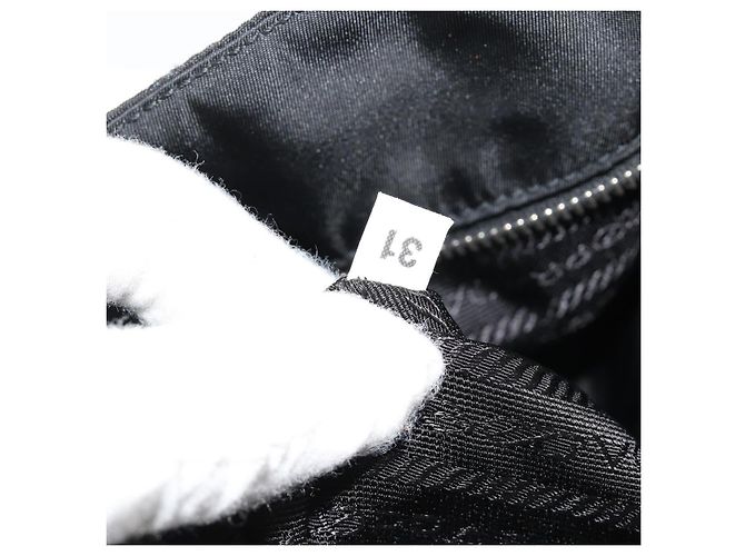 Borsa a Spalla con Catena PRADA Nylon Nero Argento Auth 184635V - vista 9