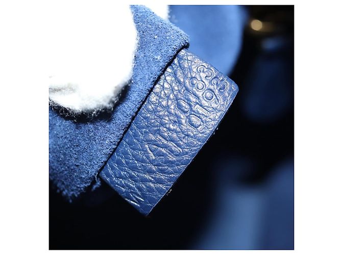 Céline Borsa CELINE Luggage Micro Shopper in pelle blu navy e oro Auth 184734V D'oro - Ansicht 11