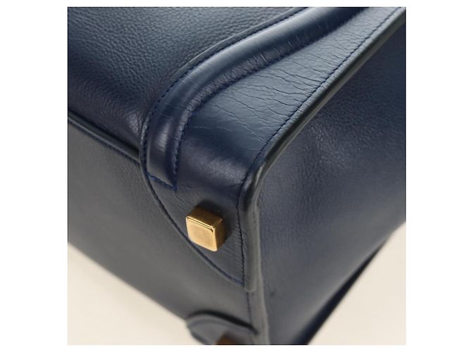 Céline Borsa CELINE Luggage Micro Shopper in pelle blu navy e oro Auth 184734V D'oro - Ansicht 17